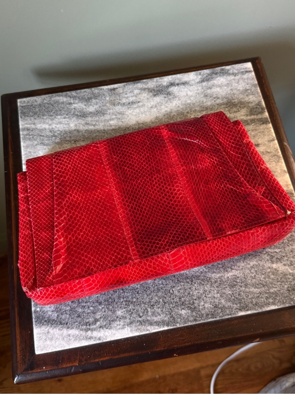 Vintage Saks Fifth Avenue red snakeskin bag